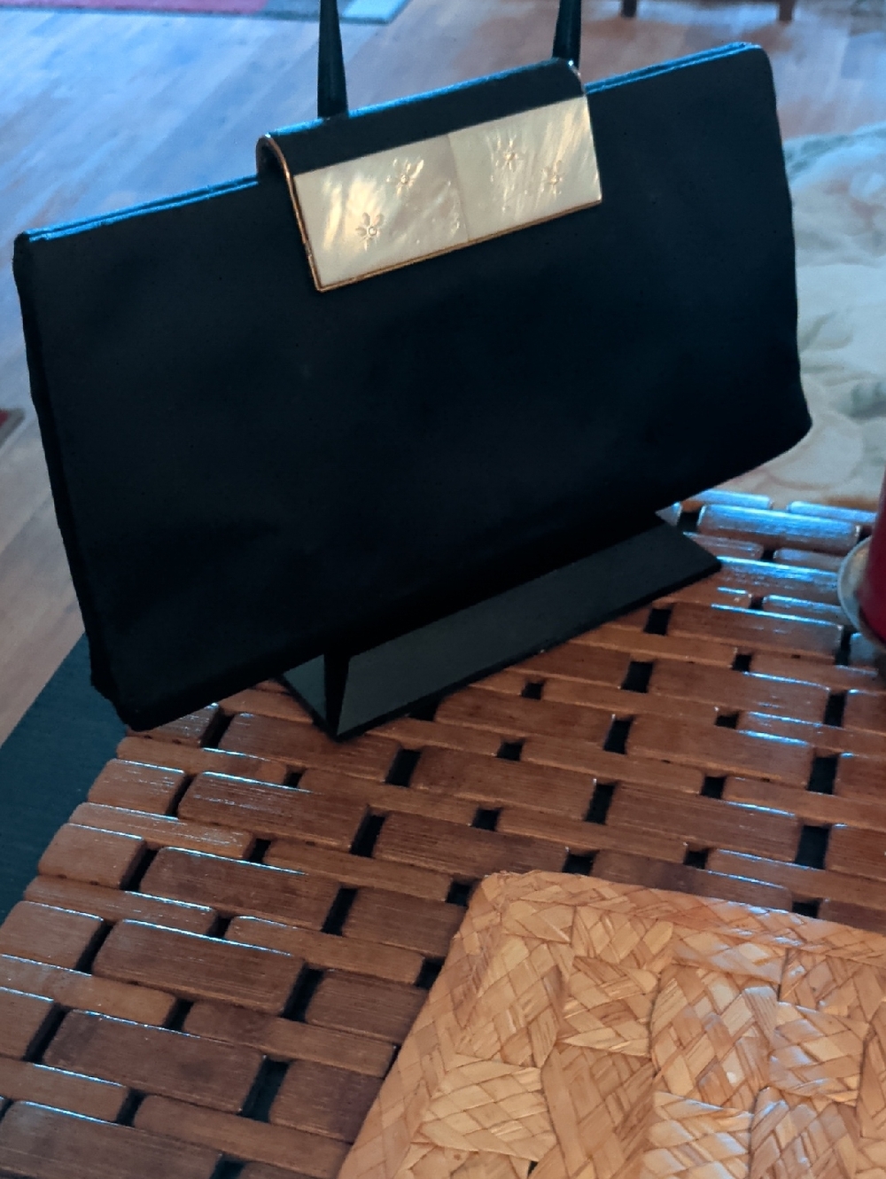 BB Berger Bag. Black Evening Clutch with Gold Accent